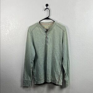 JEREMIAH  Vintage Workwear Men's Blue Henley Shirt Snip Button Cotton Sz L